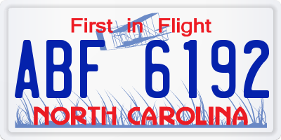 NC license plate ABF6192