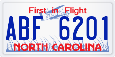 NC license plate ABF6201