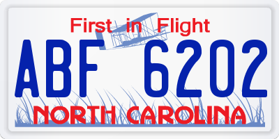 NC license plate ABF6202