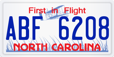 NC license plate ABF6208
