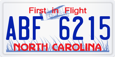 NC license plate ABF6215