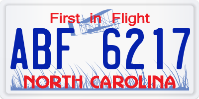NC license plate ABF6217