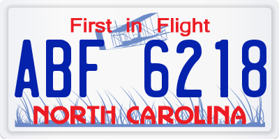 NC license plate ABF6218