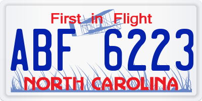 NC license plate ABF6223