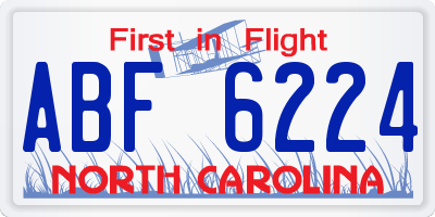 NC license plate ABF6224