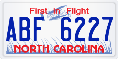 NC license plate ABF6227