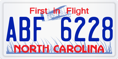 NC license plate ABF6228