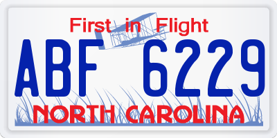 NC license plate ABF6229