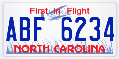 NC license plate ABF6234