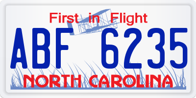 NC license plate ABF6235