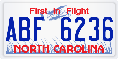 NC license plate ABF6236