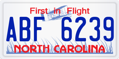 NC license plate ABF6239