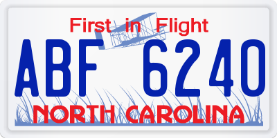 NC license plate ABF6240
