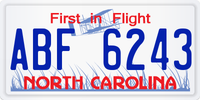 NC license plate ABF6243