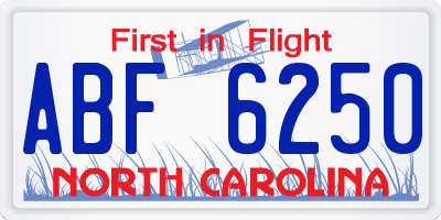 NC license plate ABF6250