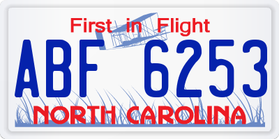 NC license plate ABF6253