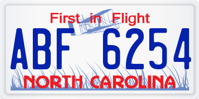 NC license plate ABF6254