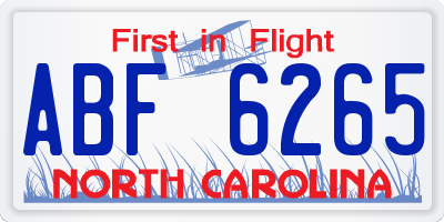 NC license plate ABF6265