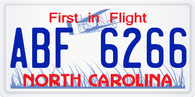 NC license plate ABF6266