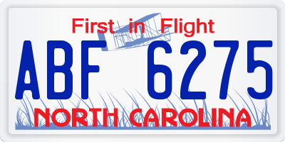 NC license plate ABF6275