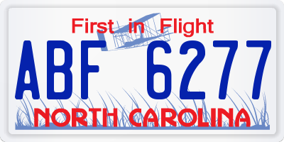 NC license plate ABF6277