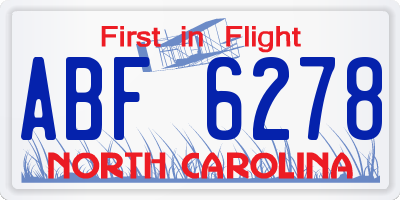 NC license plate ABF6278