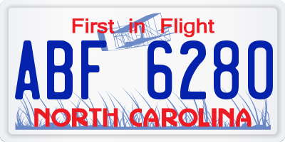 NC license plate ABF6280