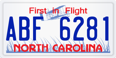 NC license plate ABF6281