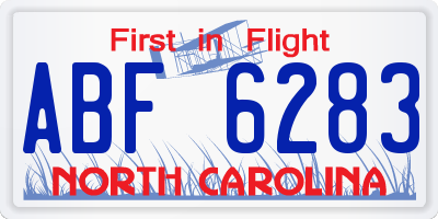 NC license plate ABF6283