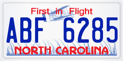 NC license plate ABF6285