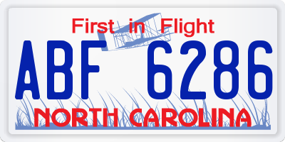 NC license plate ABF6286