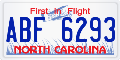NC license plate ABF6293