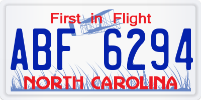 NC license plate ABF6294