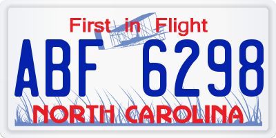 NC license plate ABF6298