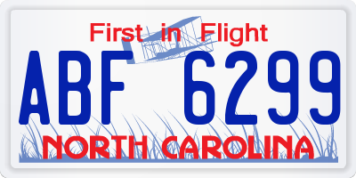 NC license plate ABF6299