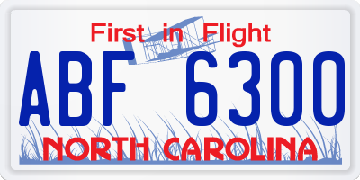 NC license plate ABF6300