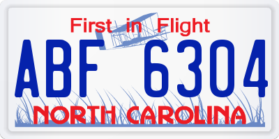 NC license plate ABF6304
