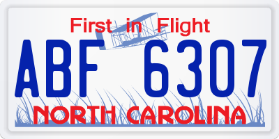 NC license plate ABF6307