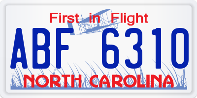 NC license plate ABF6310