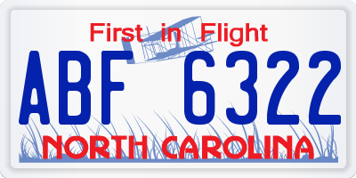 NC license plate ABF6322