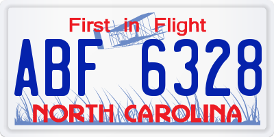 NC license plate ABF6328