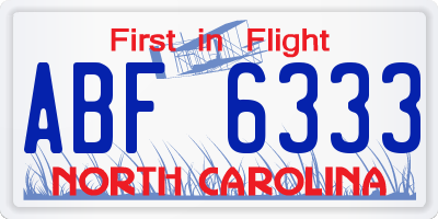 NC license plate ABF6333