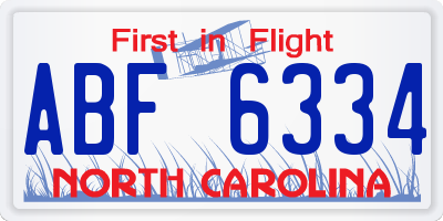 NC license plate ABF6334