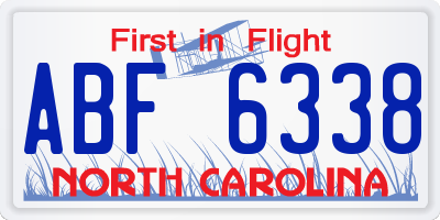 NC license plate ABF6338