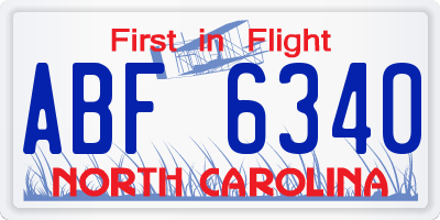 NC license plate ABF6340