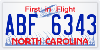 NC license plate ABF6343