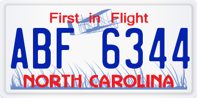 NC license plate ABF6344