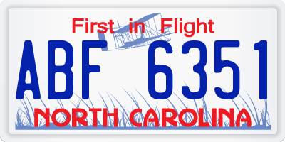 NC license plate ABF6351