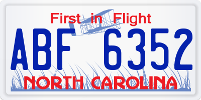 NC license plate ABF6352