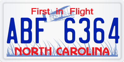 NC license plate ABF6364